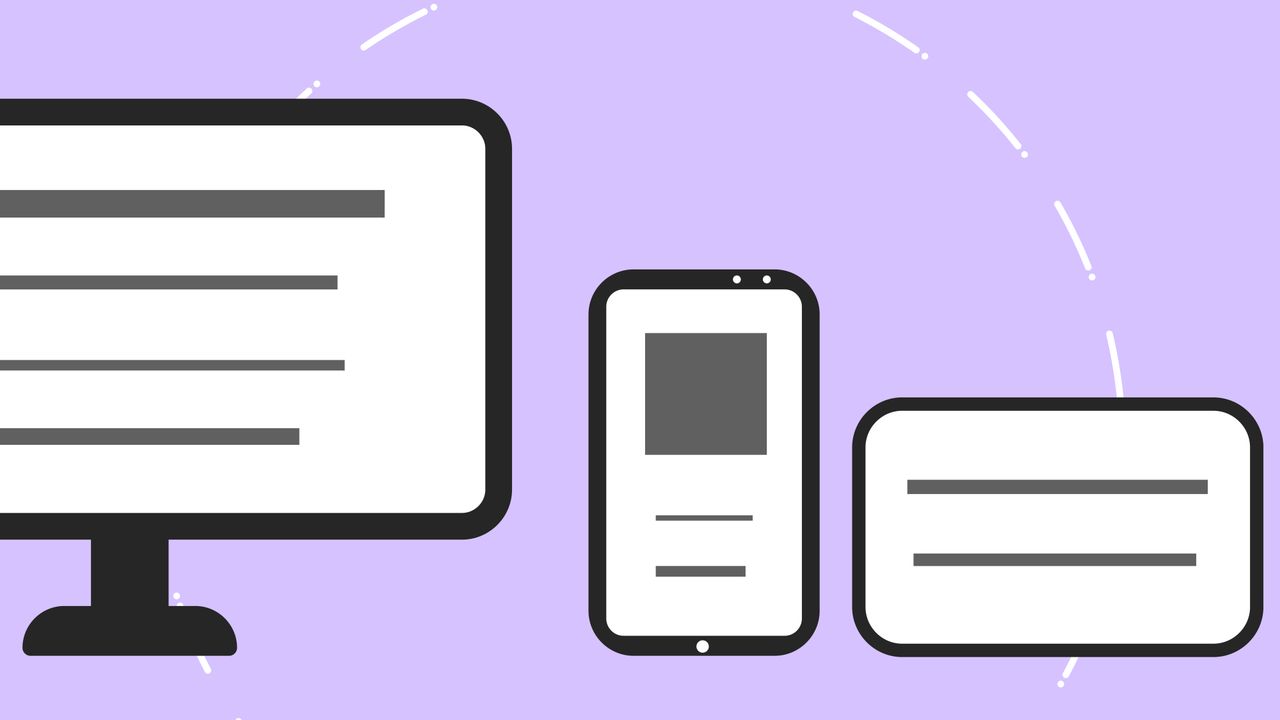 services-01 Vector icons with modern phone near computer monitor and credit card with gray lines on purple background